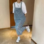 Robe Casual Salopette Midi En Jean Bleu S