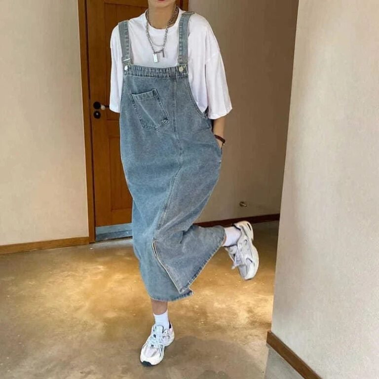 Robe Casual Salopette Midi En Jean Bleu S