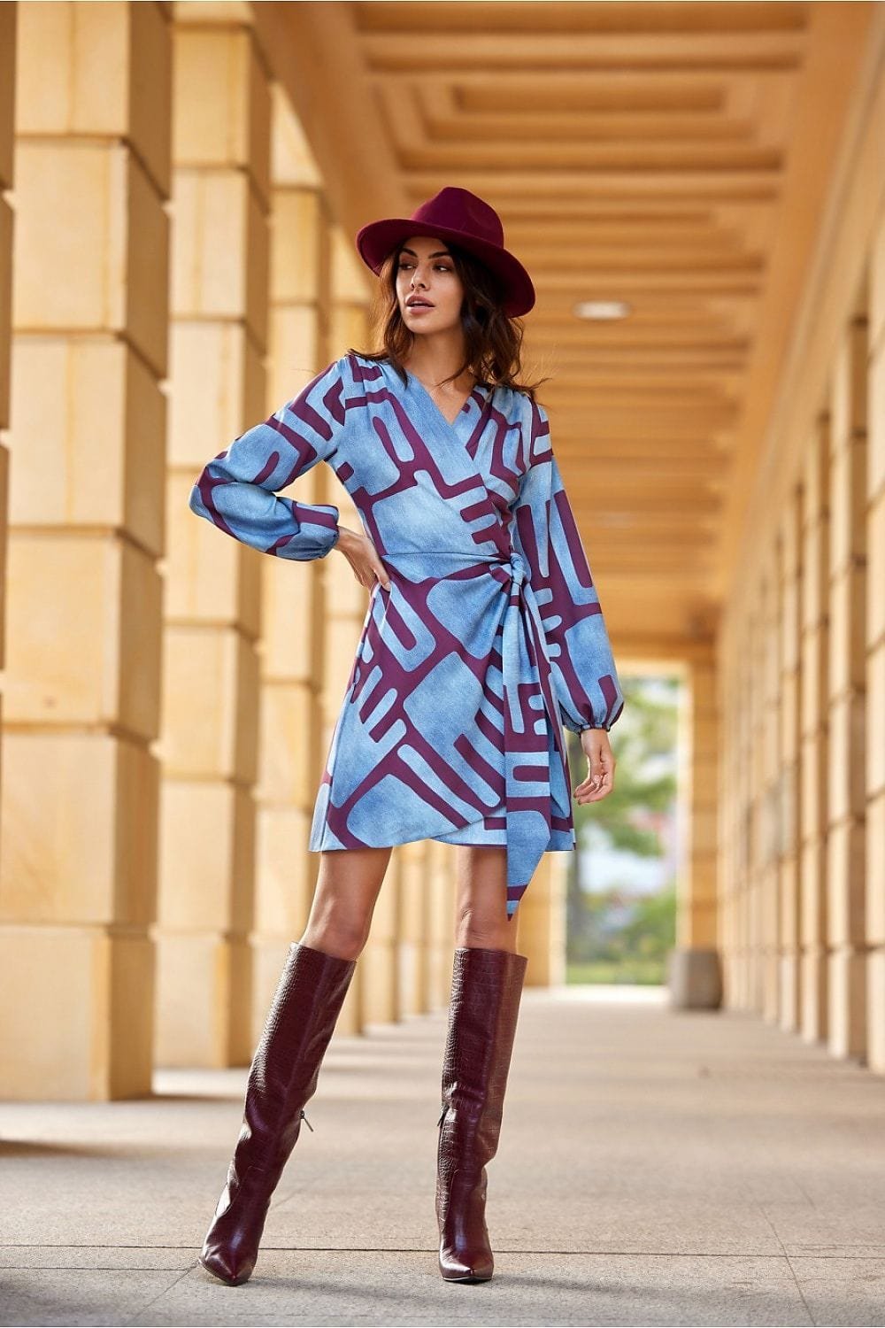 Robe Champetre Courte A Motif Manches Longues 6