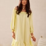 Robe Champetre Courte Epaules Denudees