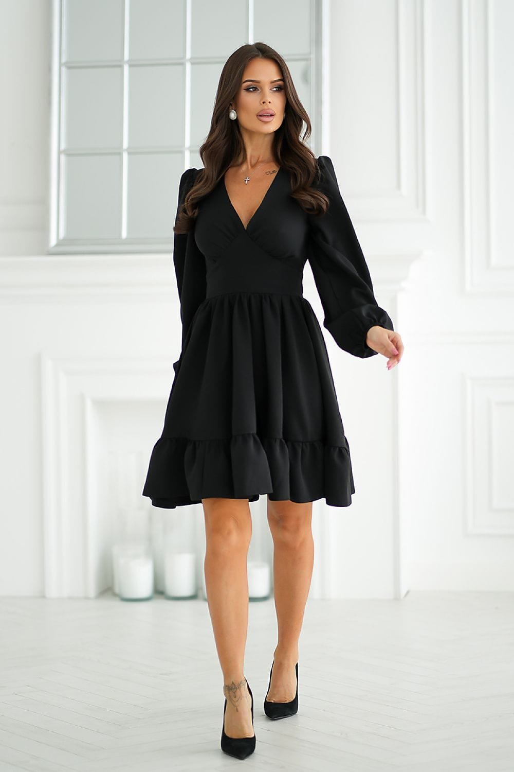 Robe Champetre Courte Evasee Manches Longues 4