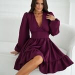 Robe Champetre Courte Evasee Manches Longues 6