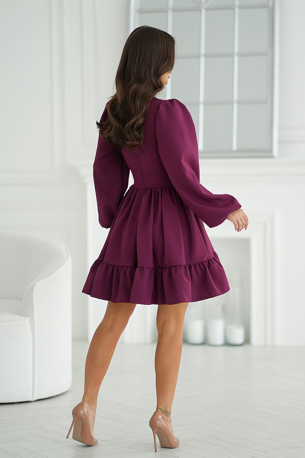 Robe Champetre Courte Evasee Manches Longues 7