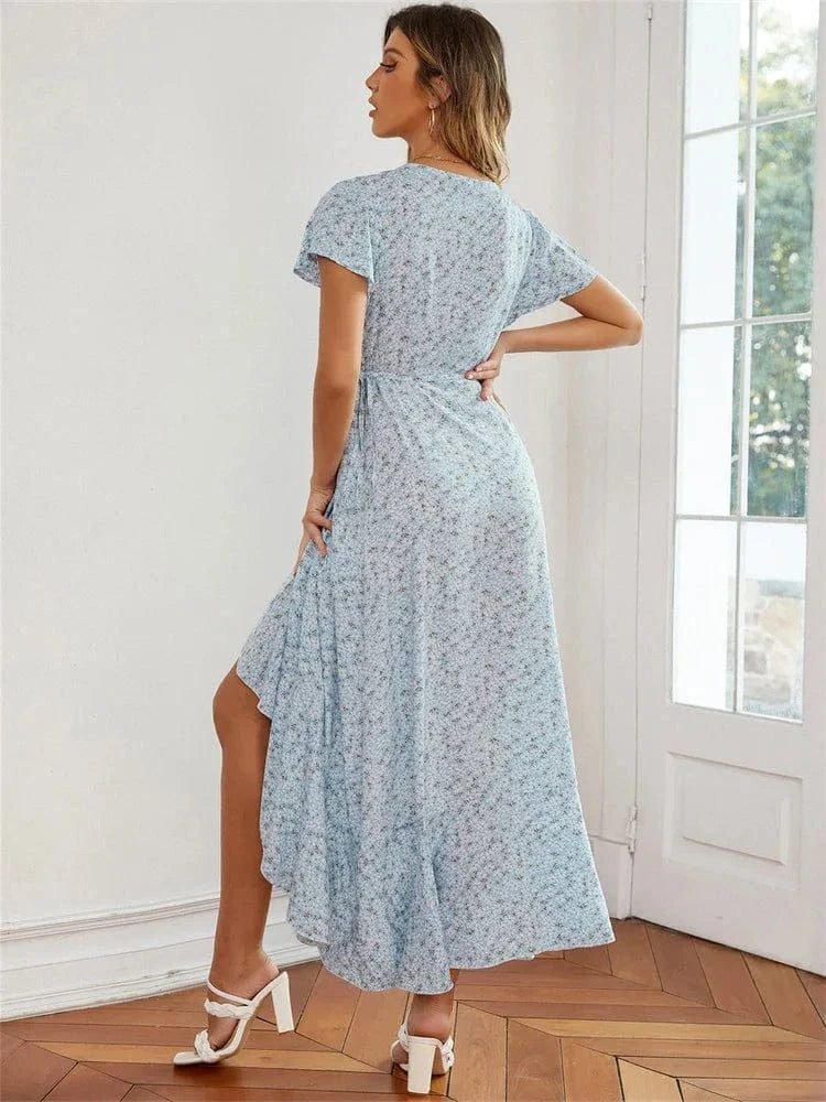 Robe Champetre Fleurie Ete Asymetrique 2