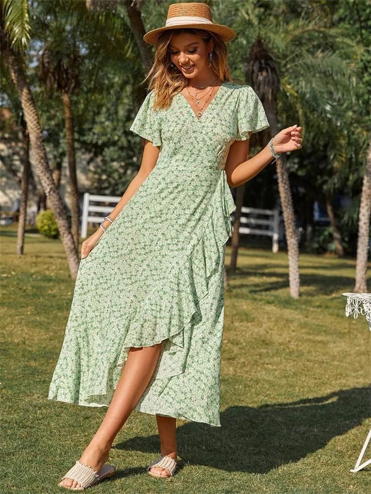 Robe Champetre Fleurie Ete Asymetrique