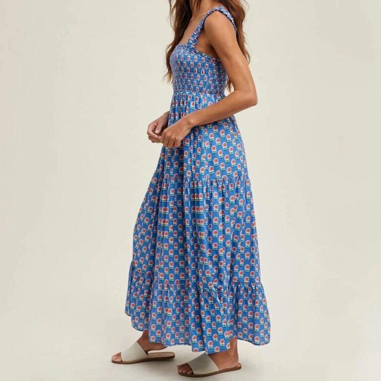 Robe Champetre Longue Col Carre