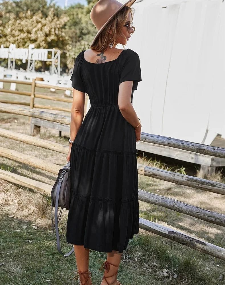 Robe Champetre Midi Manches Courtes 2