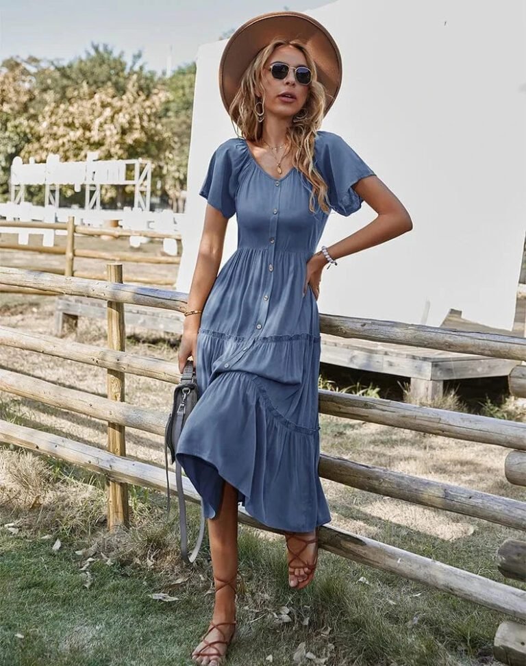 Robe Champetre Midi Manches Courtes 4