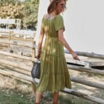 Robe Champetre Midi Manches Courtes 6