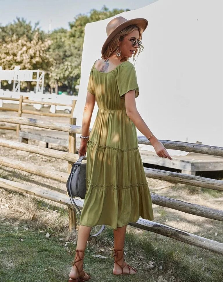 Robe Champetre Midi Manches Courtes 6