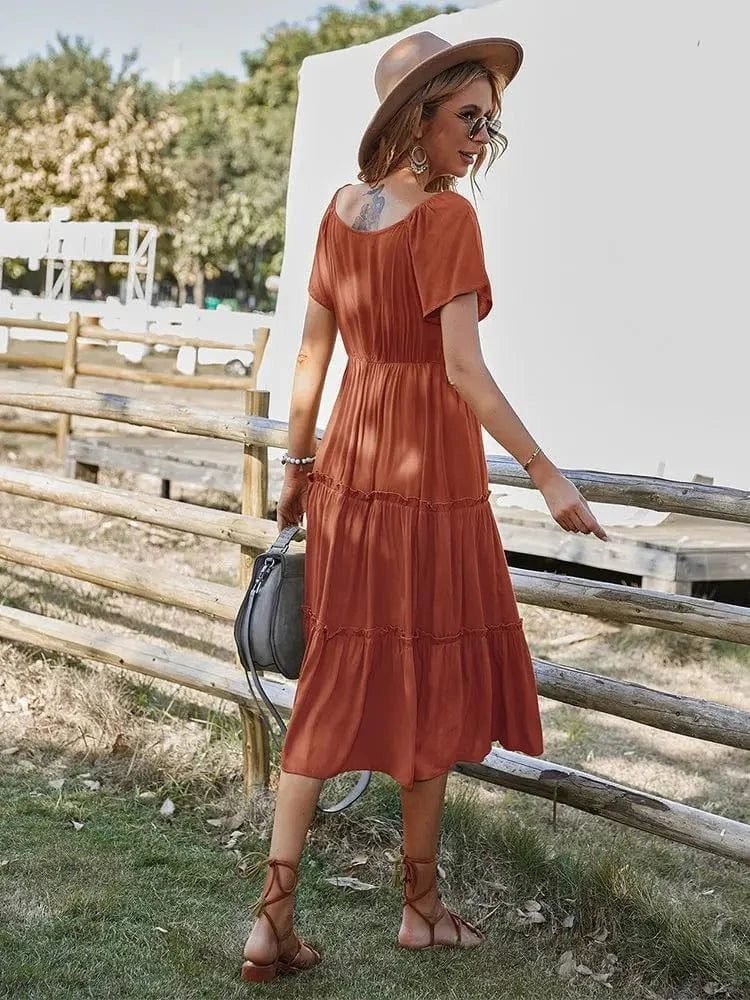 Robe Champetre Midi Manches Courtes 9