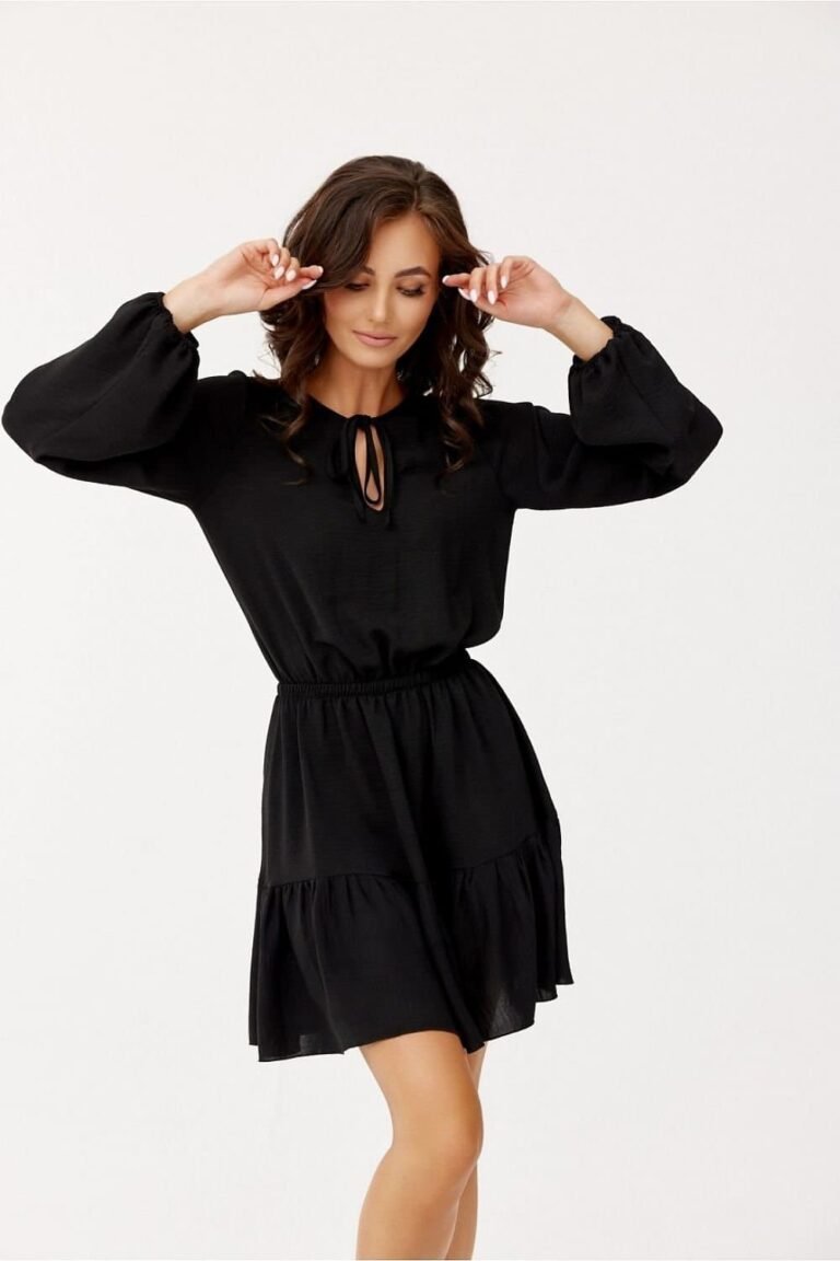 Robe Champetre Noire Courte Manche Longue 2