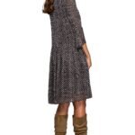 Robe Champetre Noire Et Blanche Manche Longue