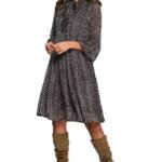Robe Champetre Noire Et Blanche Manche Longue S