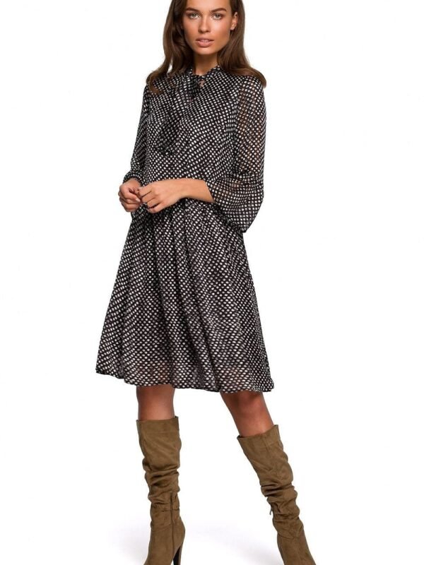 Robe Champetre Noire Et Blanche Manche Longue S