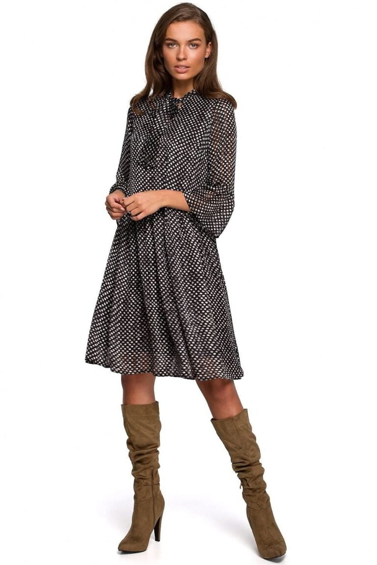 Robe Champetre Noire Et Blanche Manche Longue S