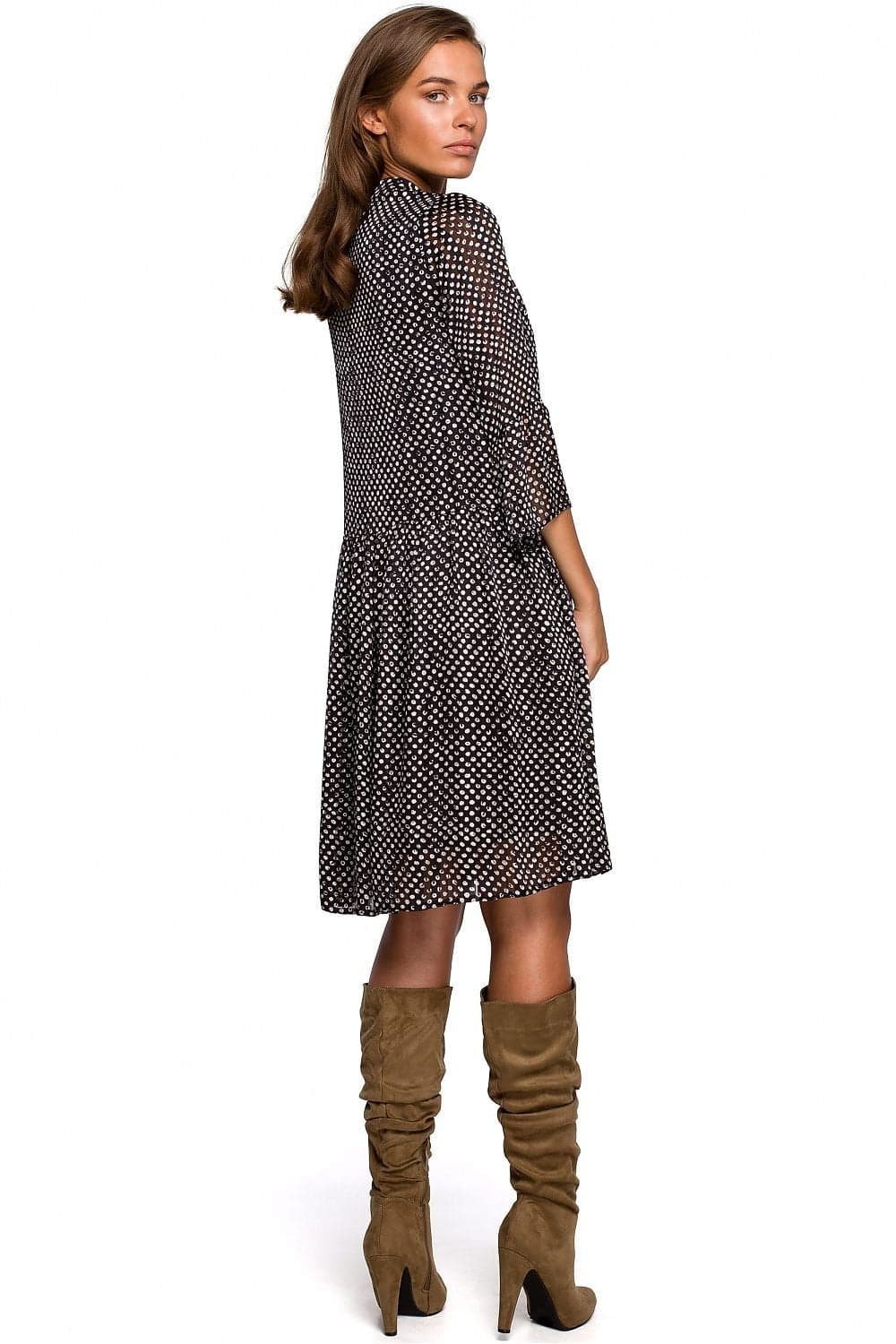 Robe Champetre Noire Et Blanche Manche Longue