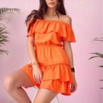 Robe Champetre Orange Courte 2