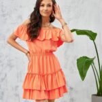 Robe Champetre Orange Courte 34