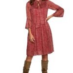 Robe Champetre Rouge Aux Pois Blancs Manches Longues S