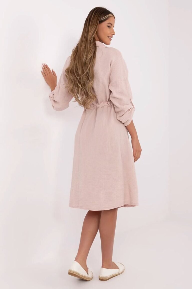 Robe Chemise Beige En Gaze De Coton