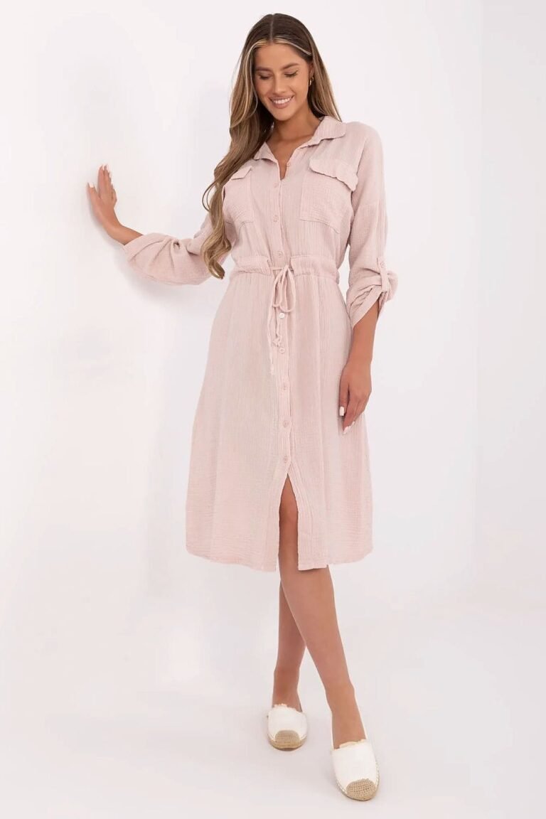 Robe Chemise Beige En Gaze De Coton Beige Taille Unique