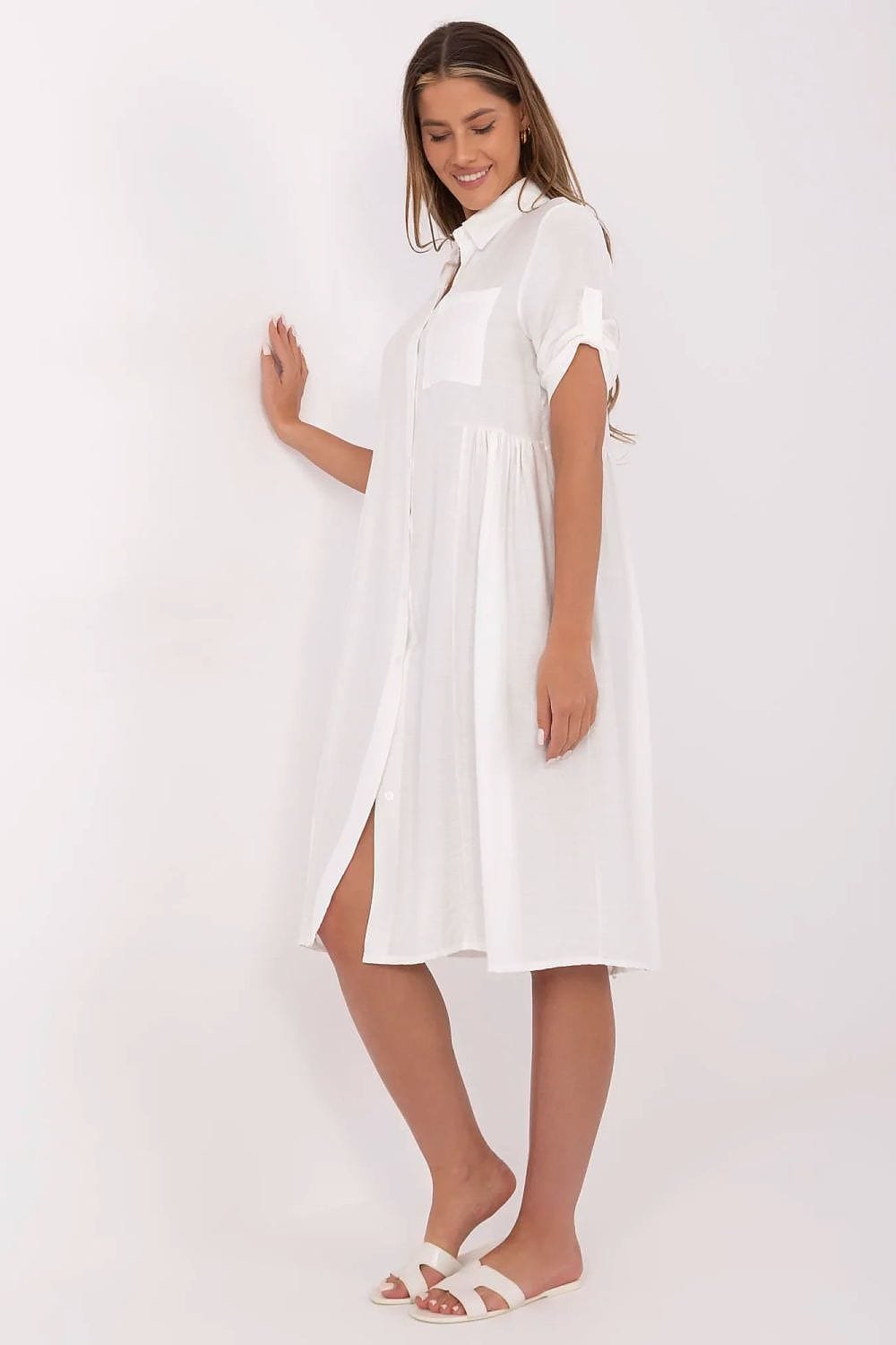Robe Chemise Blanche Midi Ete Casual 2