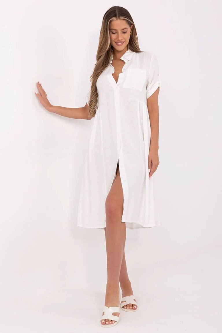 Robe Chemise Blanche Midi Ete Casual Blanc Taille Unique