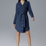 Robe Chemise Bleue Courte Et Cintree S