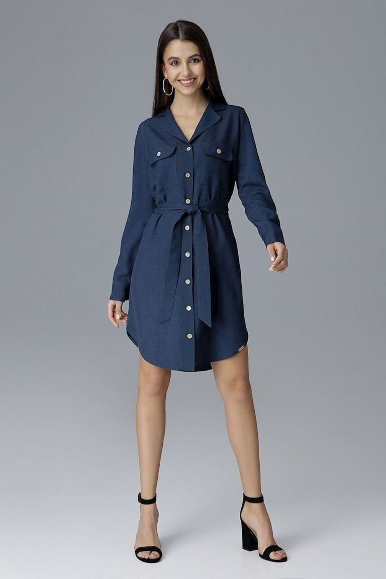 Robe Chemise Bleue Courte Et Cintree S