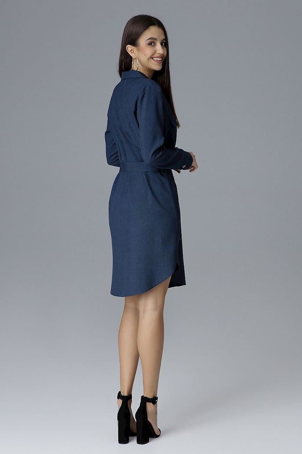 Robe Chemise Bleue Courte Et Cintree