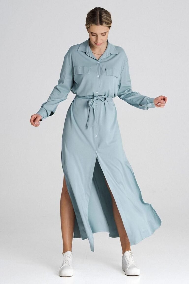 Robe Chemise Bleue Longue Casual 2