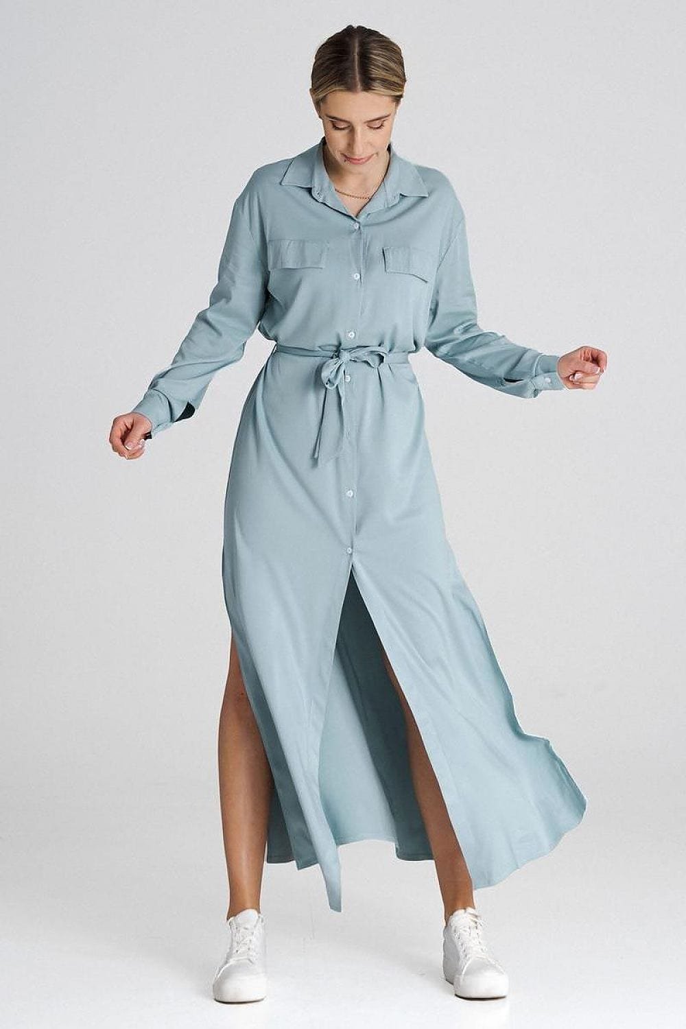 Robe Chemise Bleue Longue Casual 2