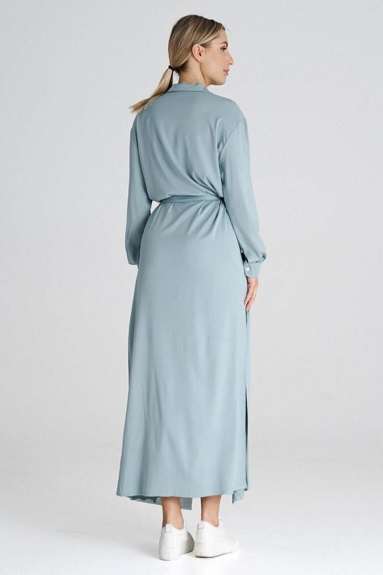 Robe Chemise Bleue Longue Casual