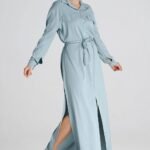 Robe Chemise Bleue Longue Casual Bleu S