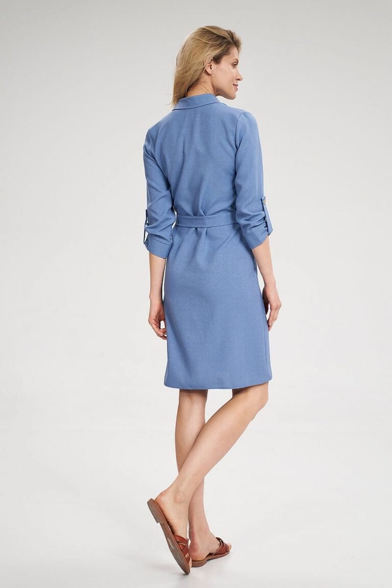 Robe Chemise Bleue Manches Longues 7