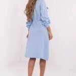 Robe Chemise Bleue Manches Longues Casual