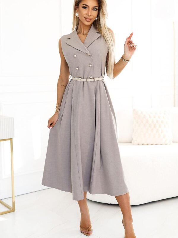 Robe Chemise Chic Sans Manches Gris Taille Unique