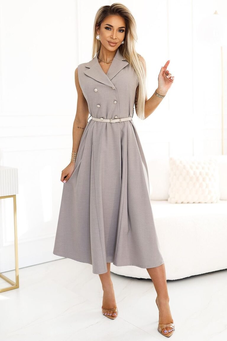 Robe Chemise Chic Sans Manches Gris Taille Unique