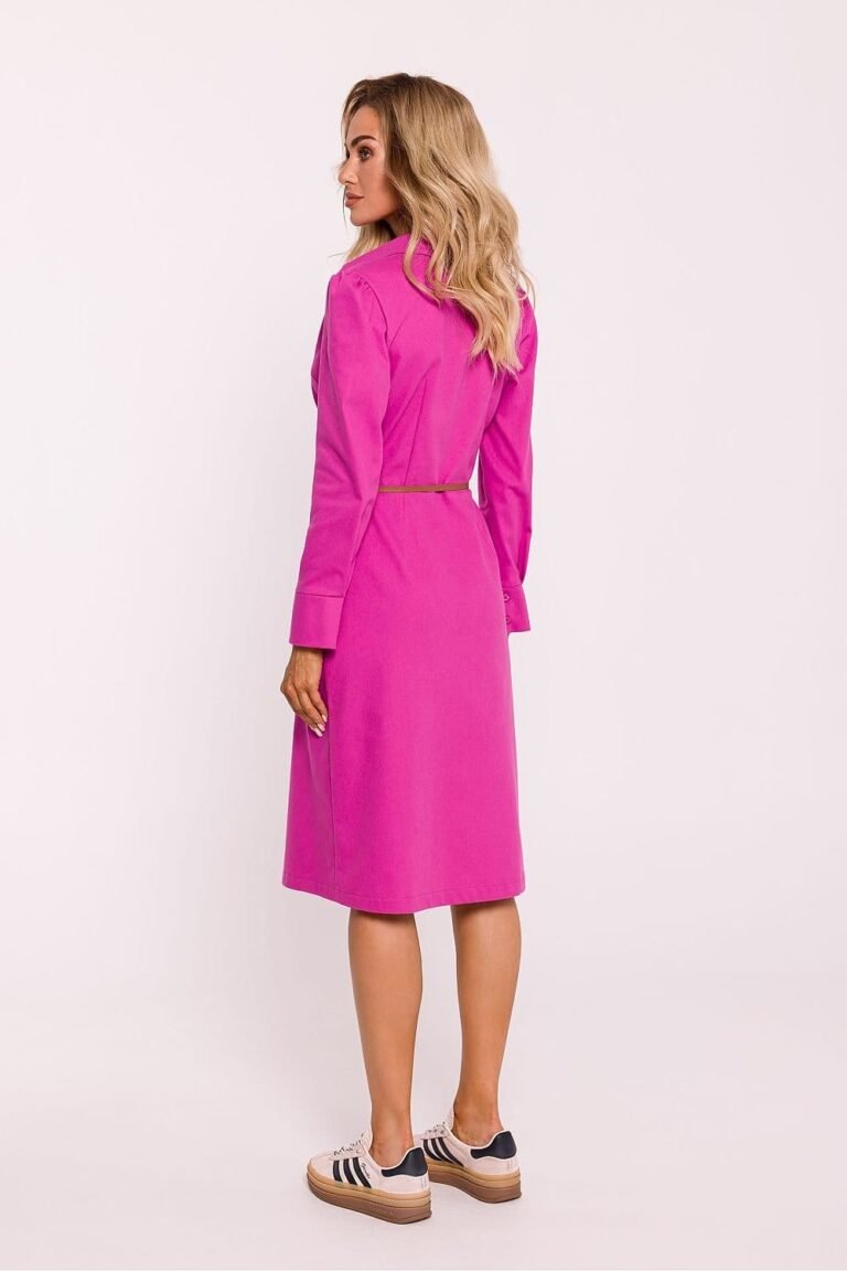 Robe Chemise Cintree Manches Longues