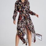 Robe Chemise Fleurie Noir Manche Longue 2