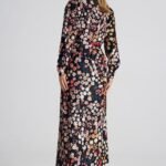 Robe Chemise Fleurie Noir Manche Longue 3
