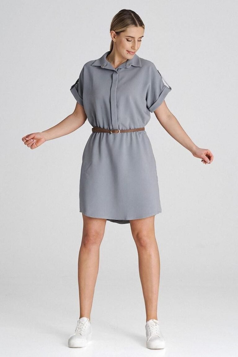 Robe Chemise Grise Courte Casual 2