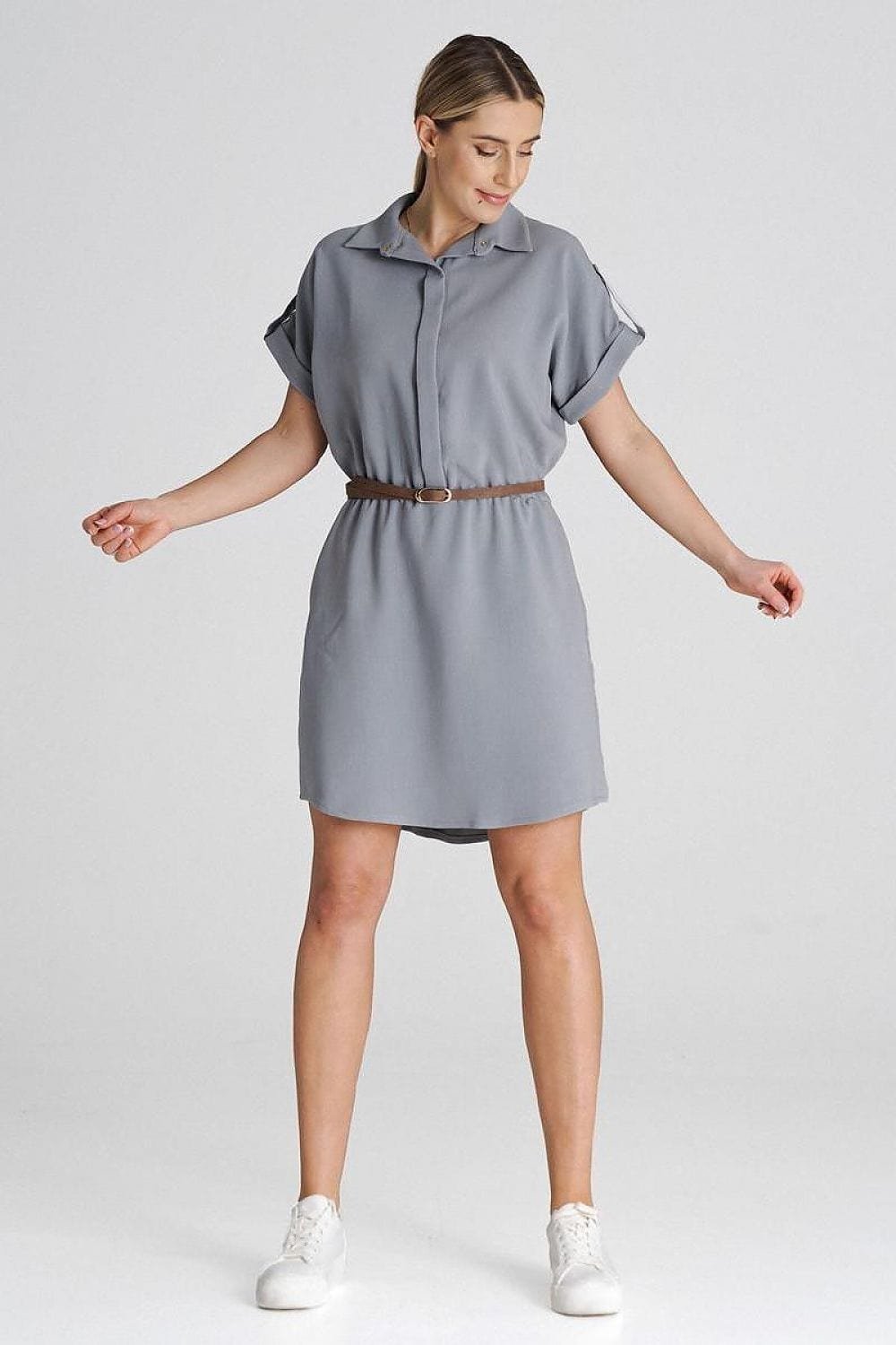 Robe Chemise Grise Courte Casual 2