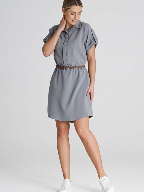 Robe Chemise Grise Courte Casual Gris S
