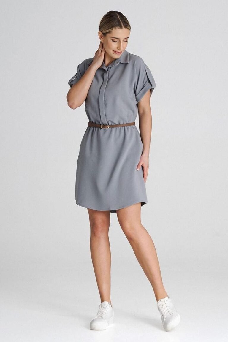 Robe Chemise Grise Courte Casual Gris S