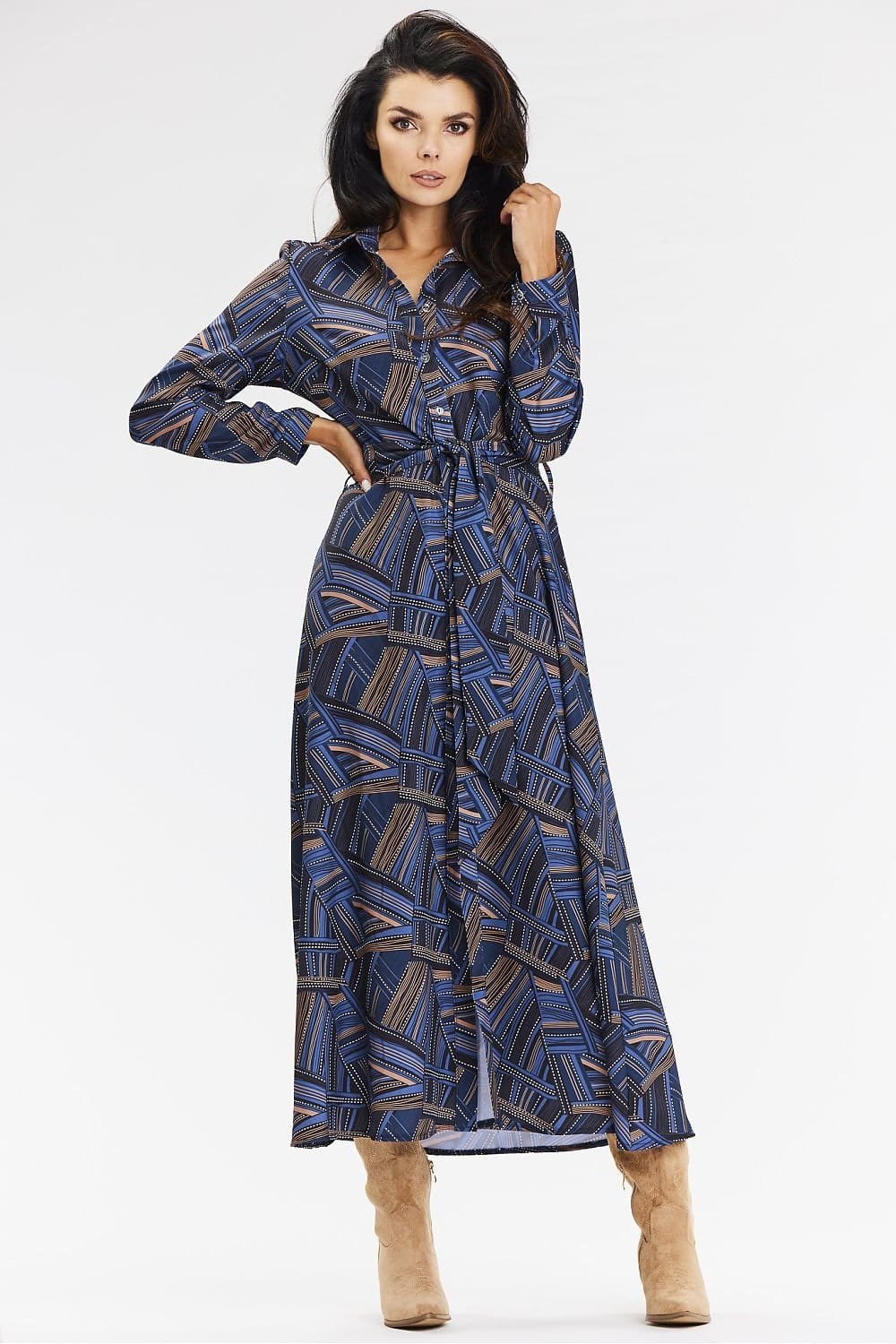 Robe Chemise Midi Manche Longue Casual