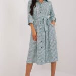 Robe Chemise Midi Manches Longues Bleu S M