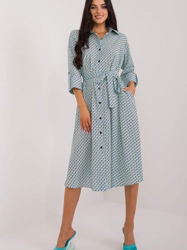 Robe Chemise Midi Manches Longues Bleu S M