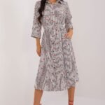 Robe Chemise Midi Manches Longues Multicouleure S M